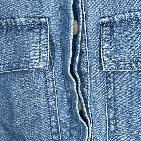 J.Crew Chambray Shirt Dress | Size 0 Denim Mini Dress with Pockets Blue Casual - Picture 9 of 9